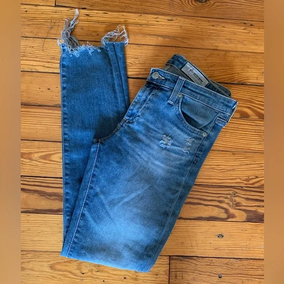 AG Adriano Goldschmied Super Skinny Ankle Light Blue Denim Size 26 R - Picture 3 of 10